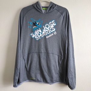 Reebok NHL San Jose Sharks Gray Hoodie Pullover Sweatshirt Hockey California